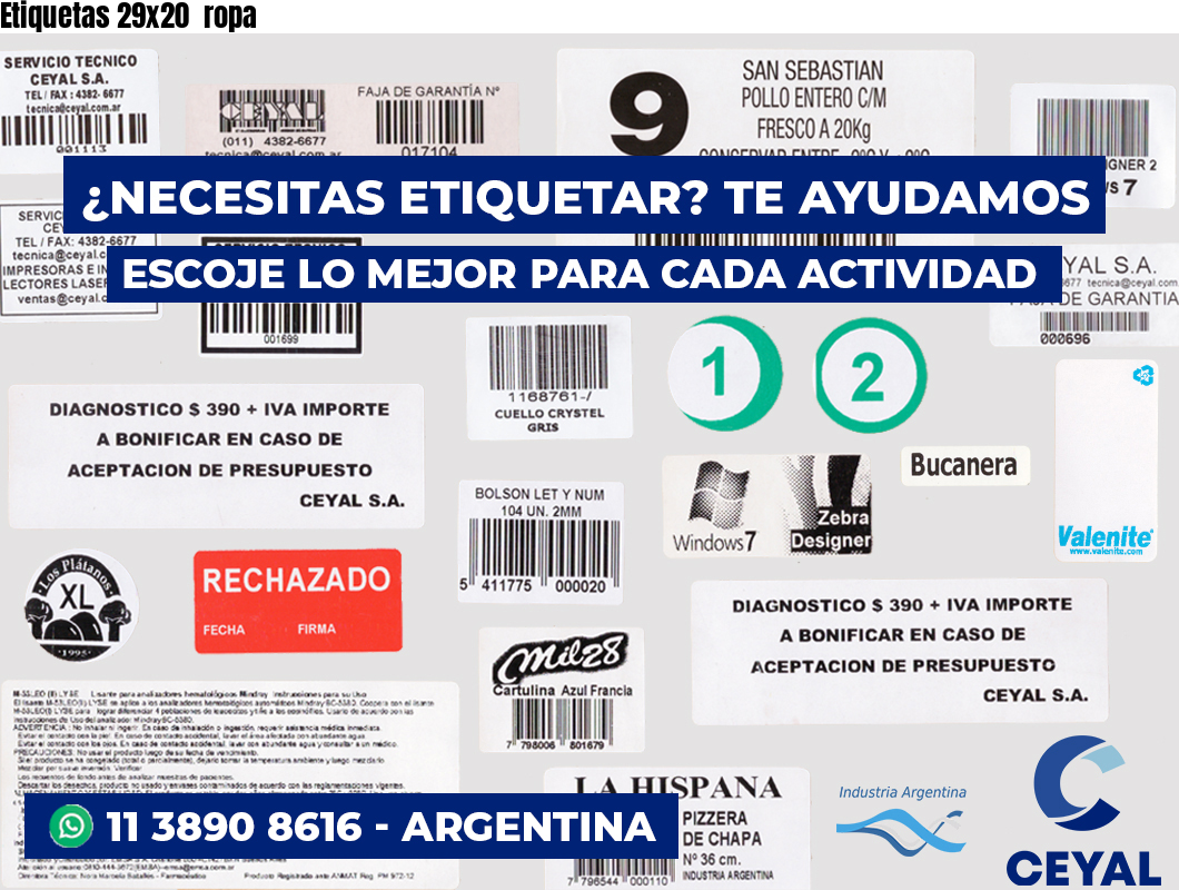 Etiquetas 29x20 ropa