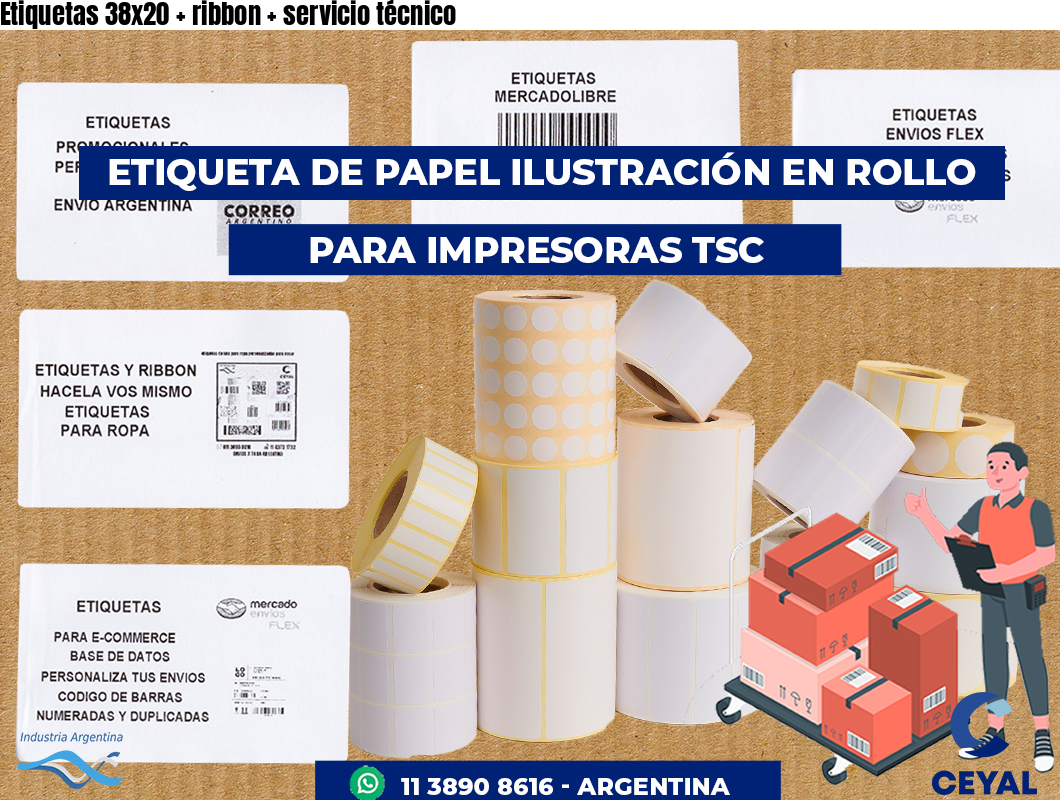 Etiquetas 38x20 ribbon servicio técnico