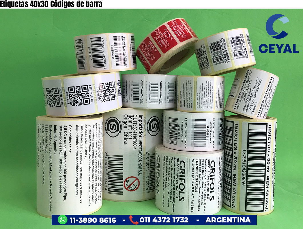 Etiquetas 40x30 Códigos de barra