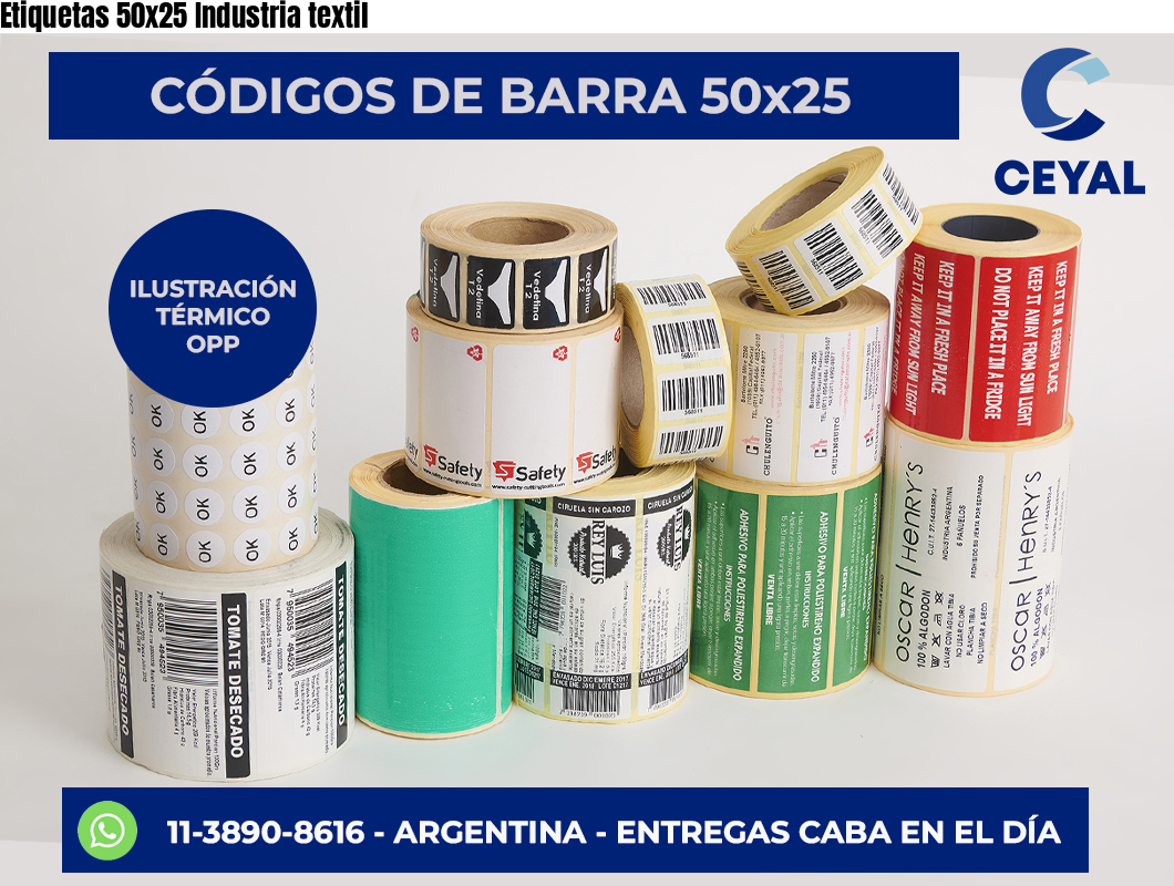 Etiquetas 50×25 Industria textil