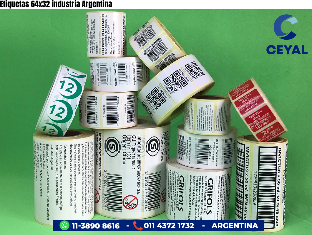 Etiquetas 64x32 industria Argentina