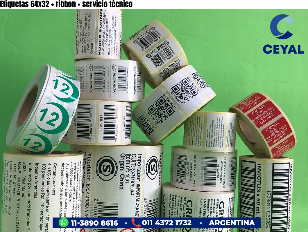 Etiquetas 64x32 ribbon servicio técnico