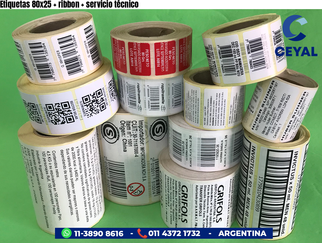 Etiquetas 80x25 ribbon servicio técnico