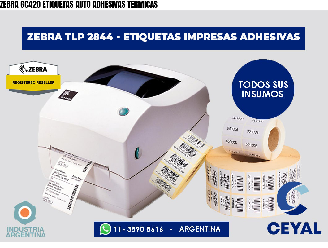 ZEBRA GC420 ETIQUETAS AUTO ADHESIVAS TERMICAS