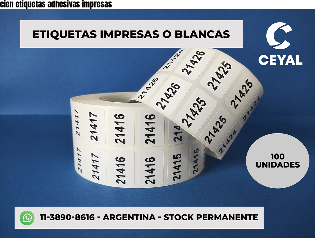 cien etiquetas adhesivas impresas
