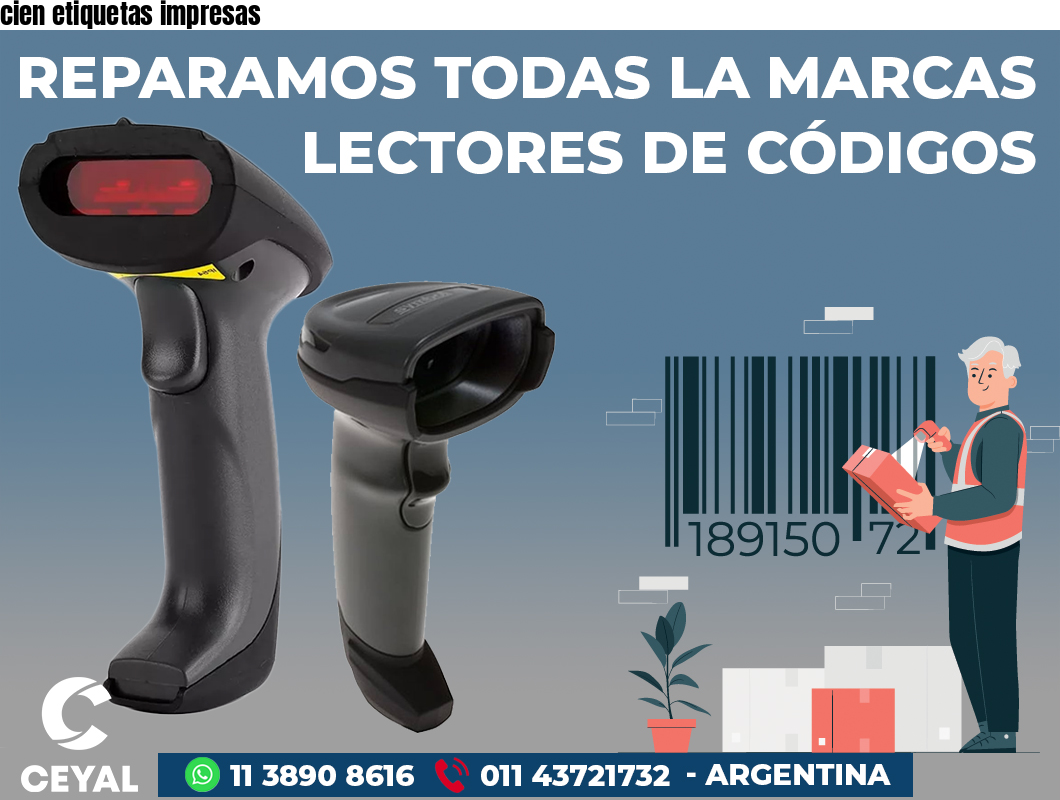 cien etiquetas impresas
