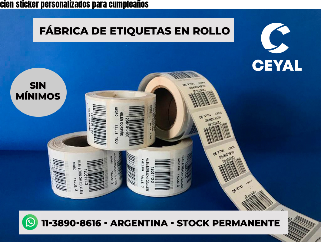 cien sticker personalizados para cumpleaños