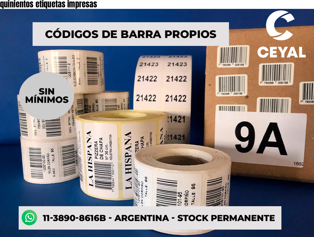 quinientos etiquetas impresas