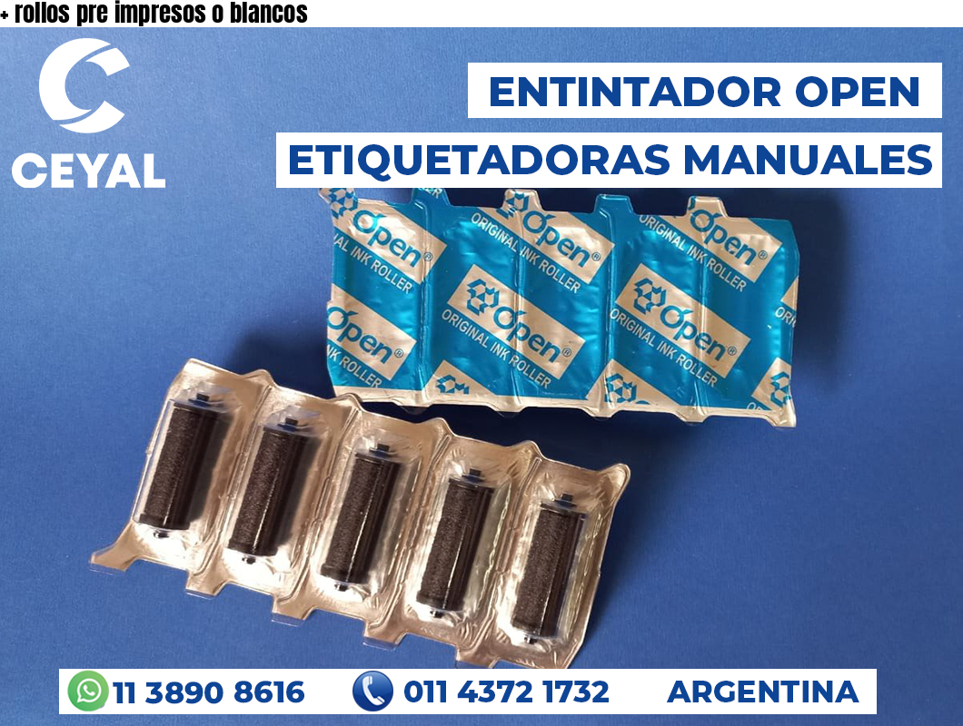 + rollos pre impresos o blancos