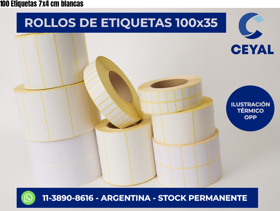 100 Etiquetas 7×4 cm blancas