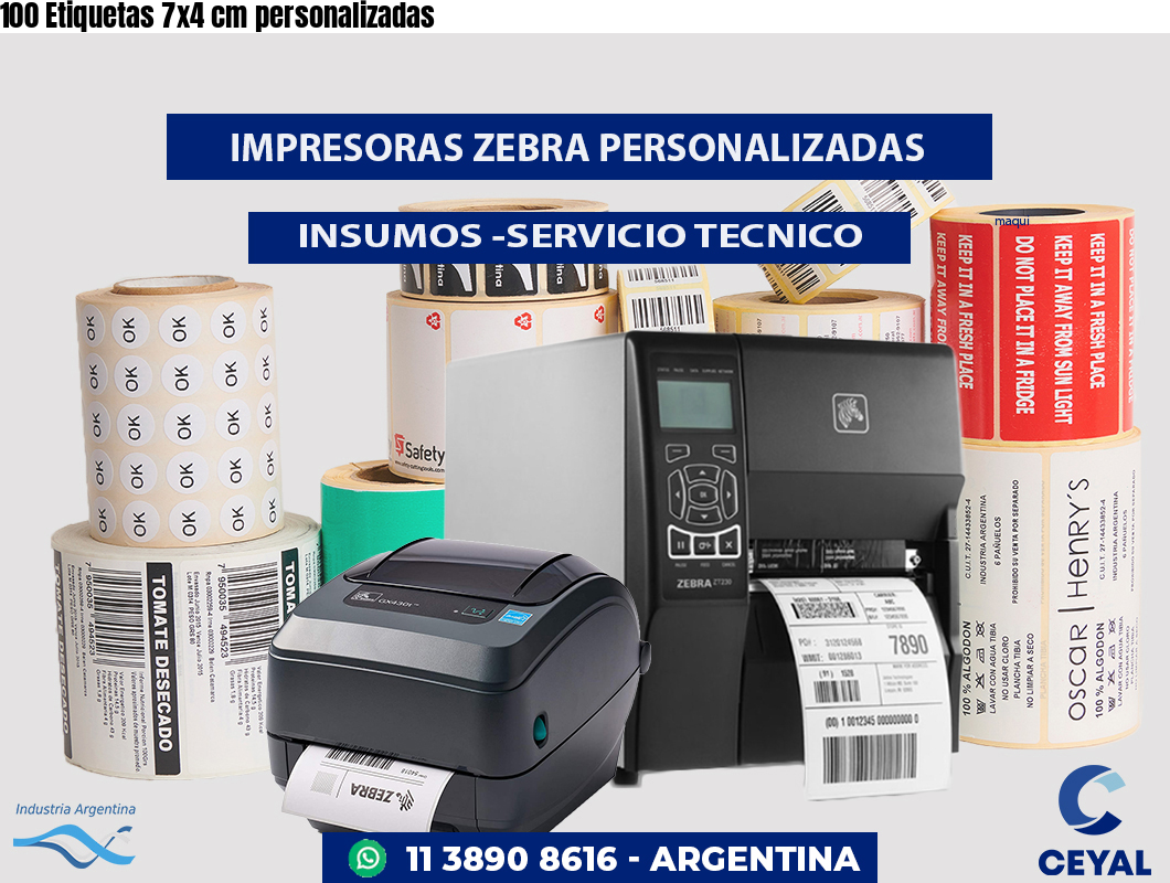 100 Etiquetas 7x4 cm personalizadas