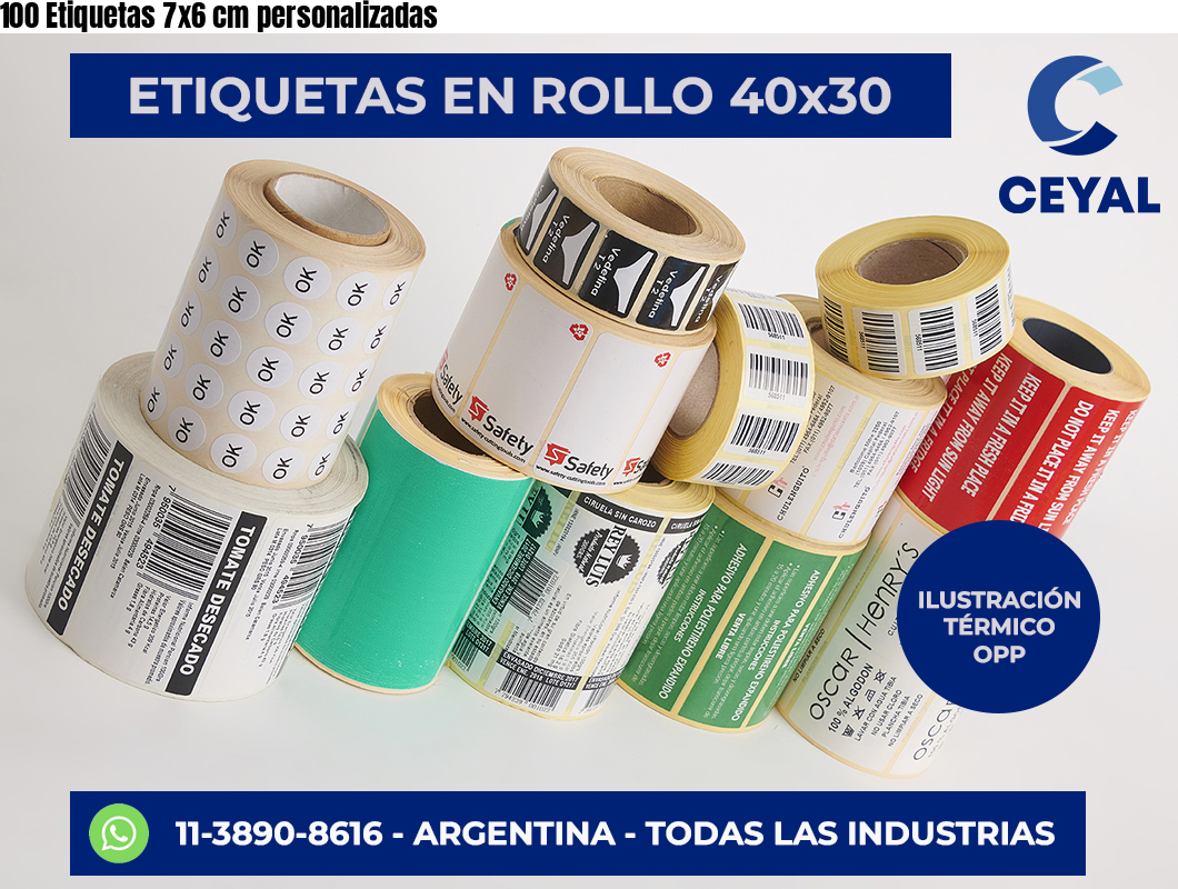 100 Etiquetas 7×6 cm personalizadas