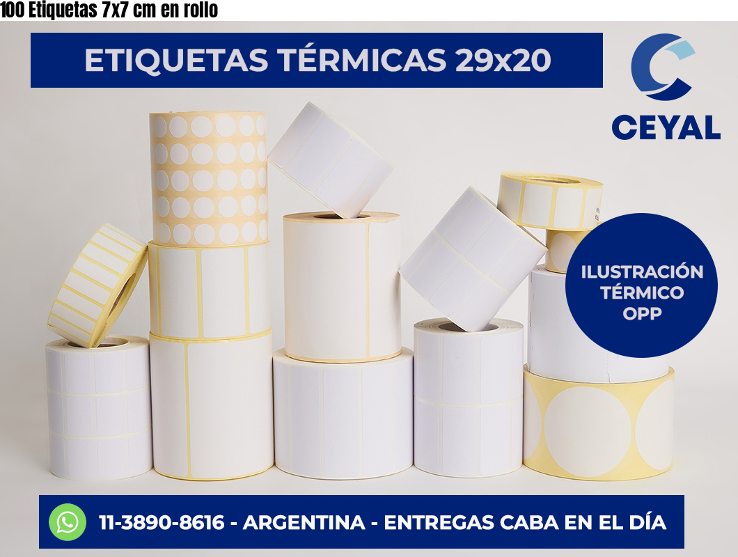 100 Etiquetas 7×7 cm en rollo