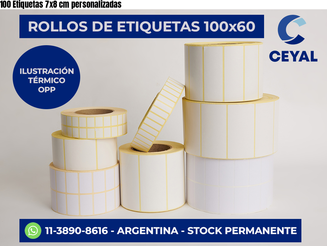100 Etiquetas 7×8 cm personalizadas
