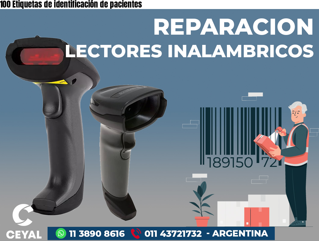 100 Etiquetas de identificación de pacientes