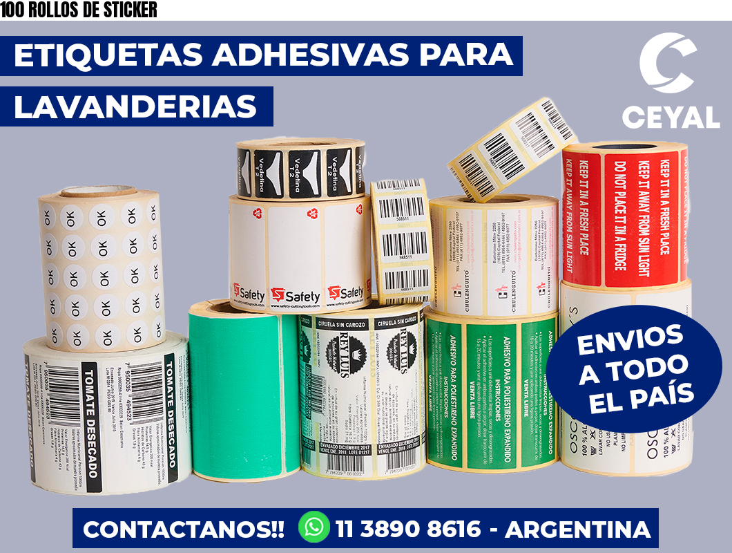 100 ROLLOS DE STICKER