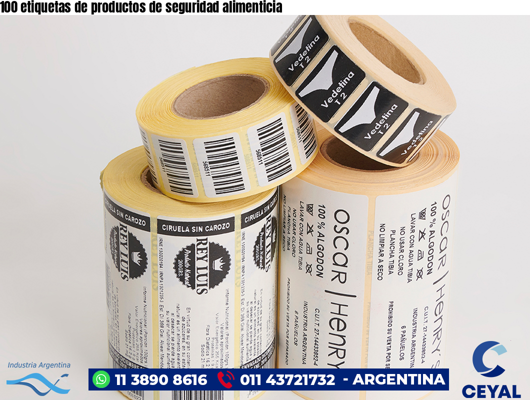 100 etiquetas de productos de seguridad alimenticia
