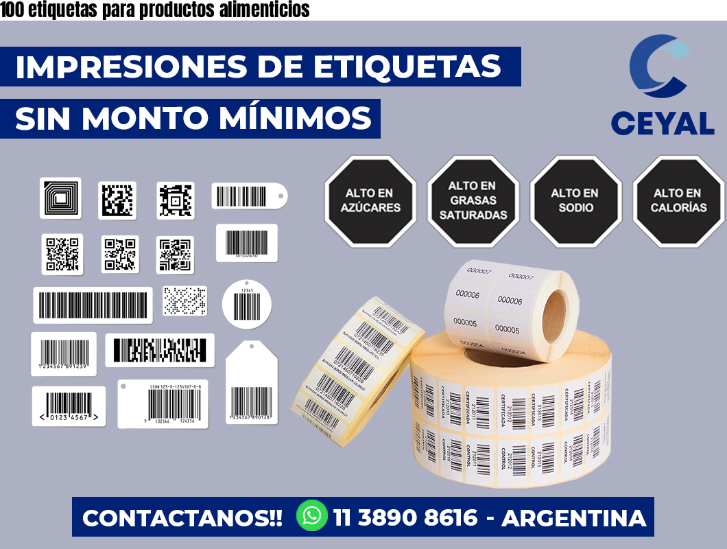 100 etiquetas para productos alimenticios