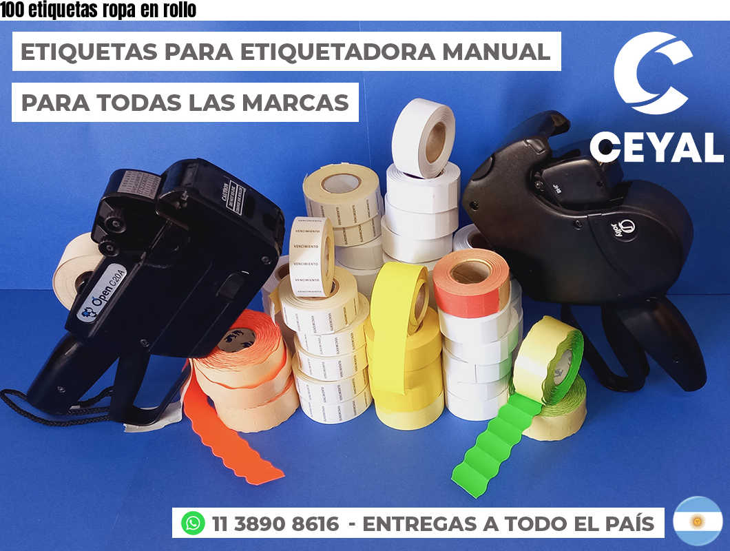 100 etiquetas ropa en rollo