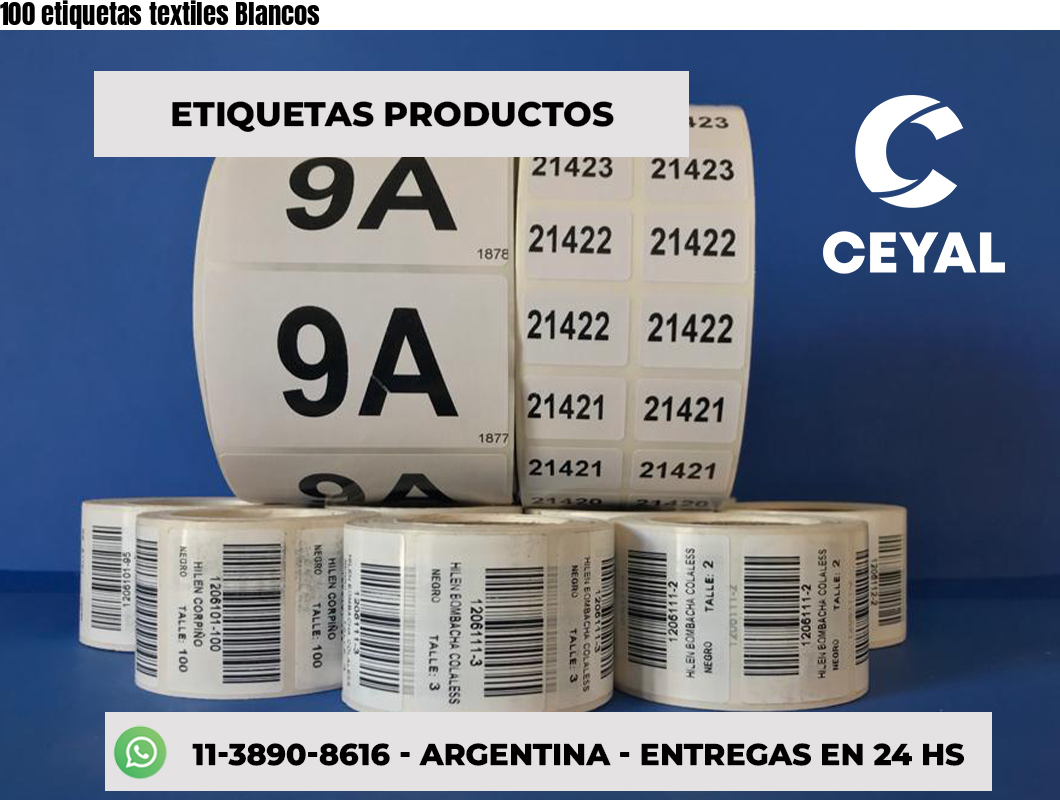 100 etiquetas textiles Blancos