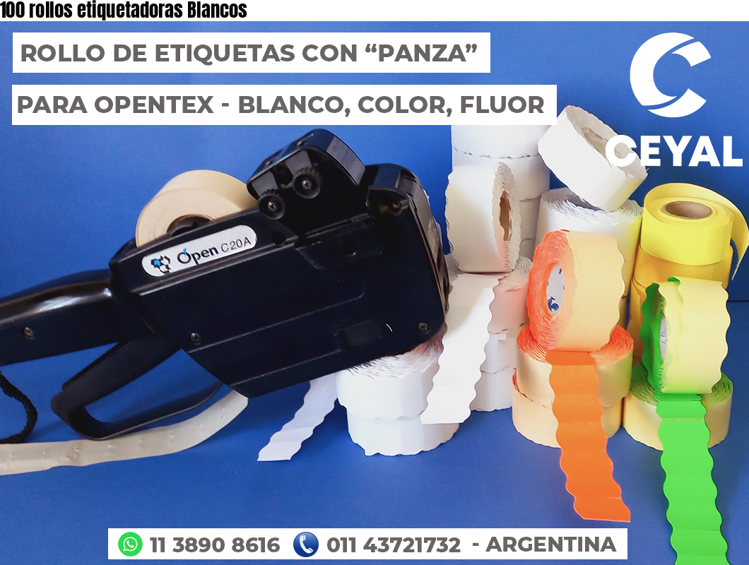 100 rollos etiquetadoras Blancos