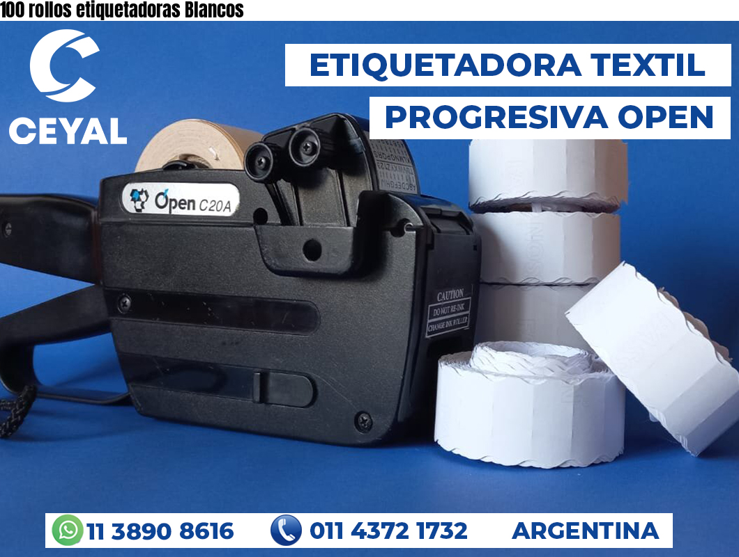 100 rollos etiquetadoras Blancos