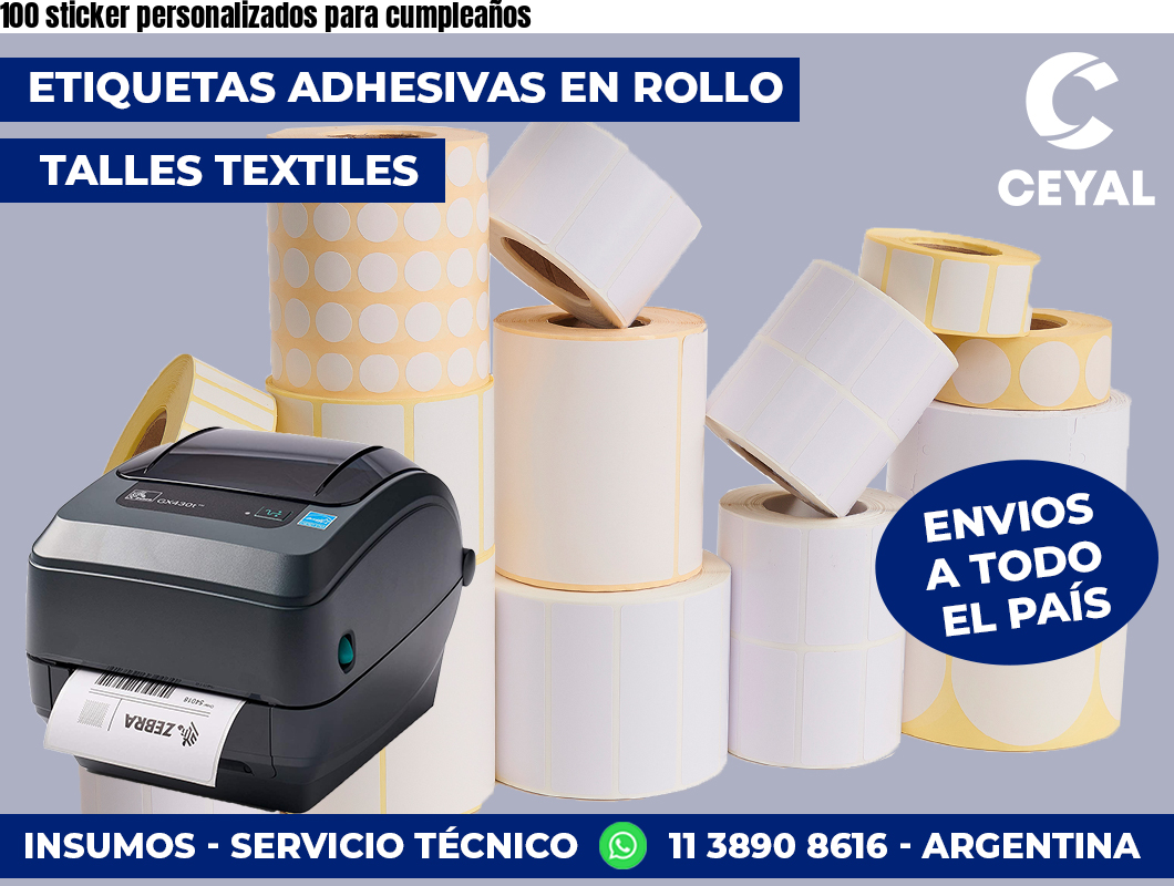 100 sticker personalizados para cumpleaños