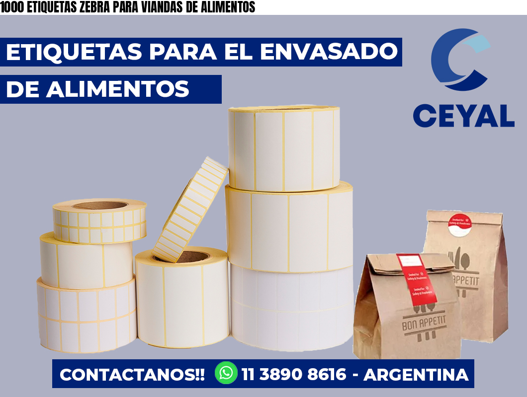 1000 ETIQUETAS ZEBRA PARA VIANDAS DE ALIMENTOS