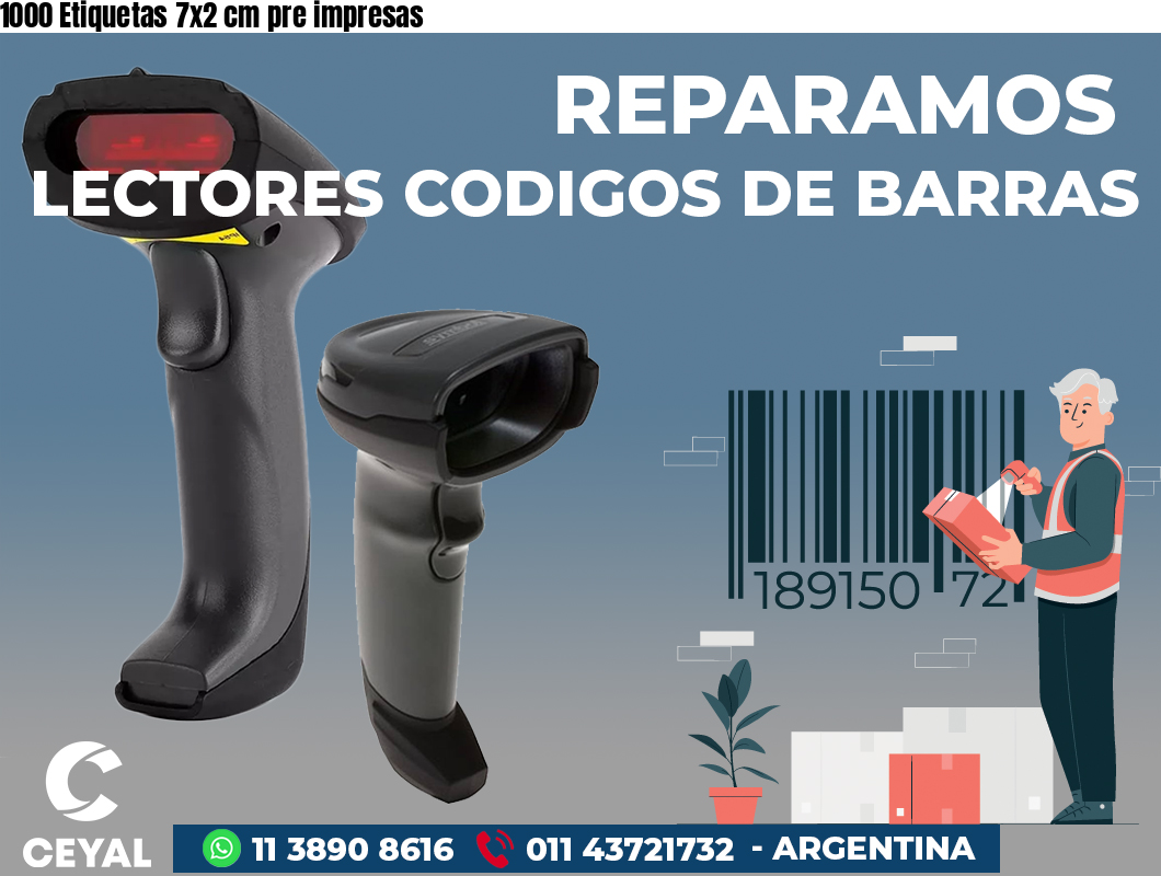 1000 Etiquetas 7x2 cm pre impresas
