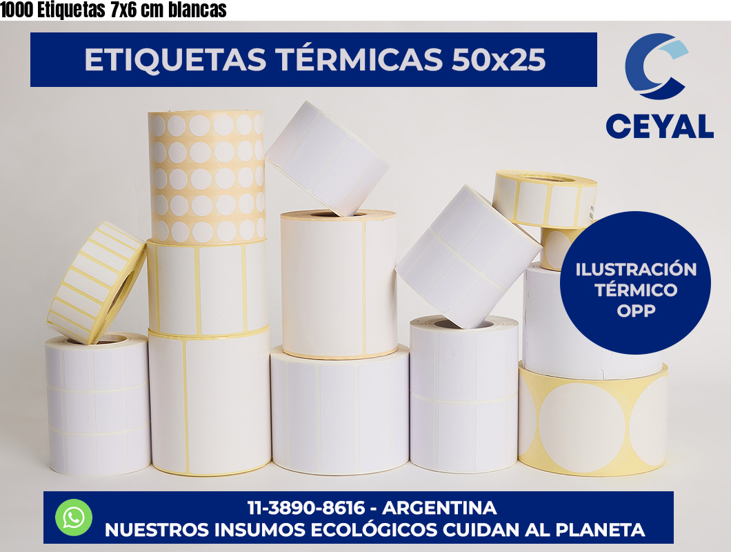 1000 Etiquetas 7×6 cm blancas