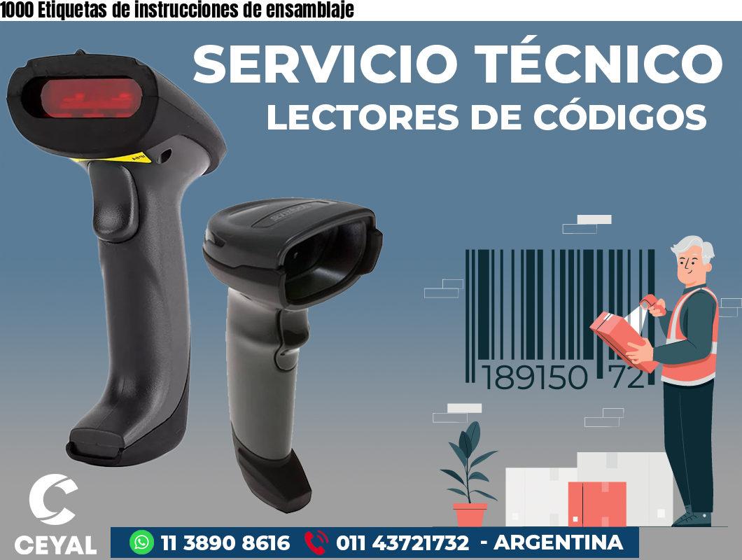 1000 Etiquetas de instrucciones de ensamblaje