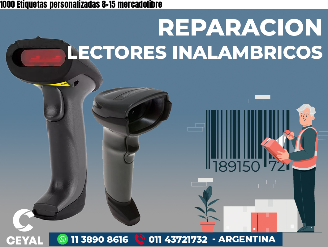 1000 Etiquetas personalizadas 8×15 mercadolibre