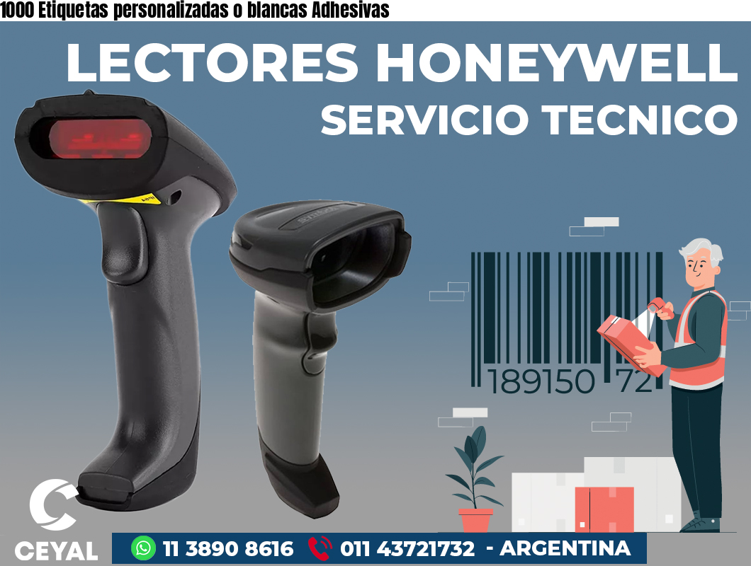 1000 Etiquetas personalizadas o blancas Adhesivas