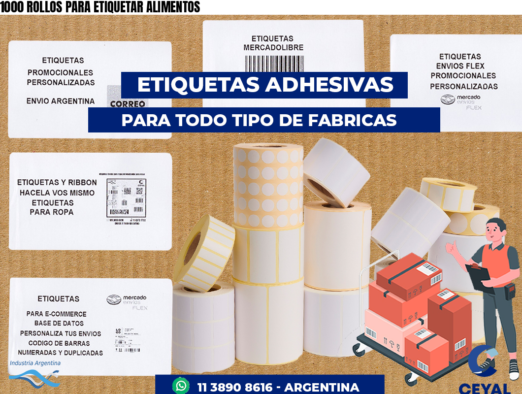 1000 ROLLOS PARA ETIQUETAR ALIMENTOS