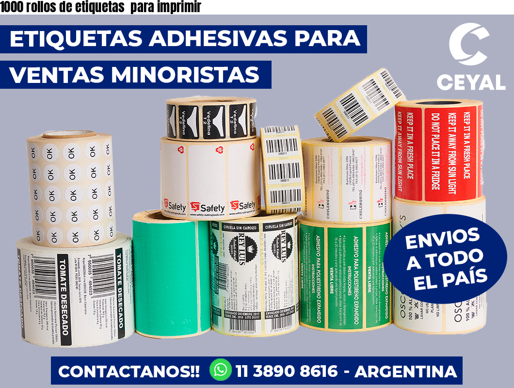 1000 rollos de etiquetas para imprimir