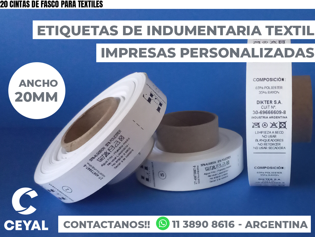 20 CINTAS DE FASCO PARA TEXTILES