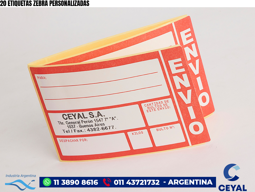 20 ETIQUETAS ZEBRA PERSONALIZADAS