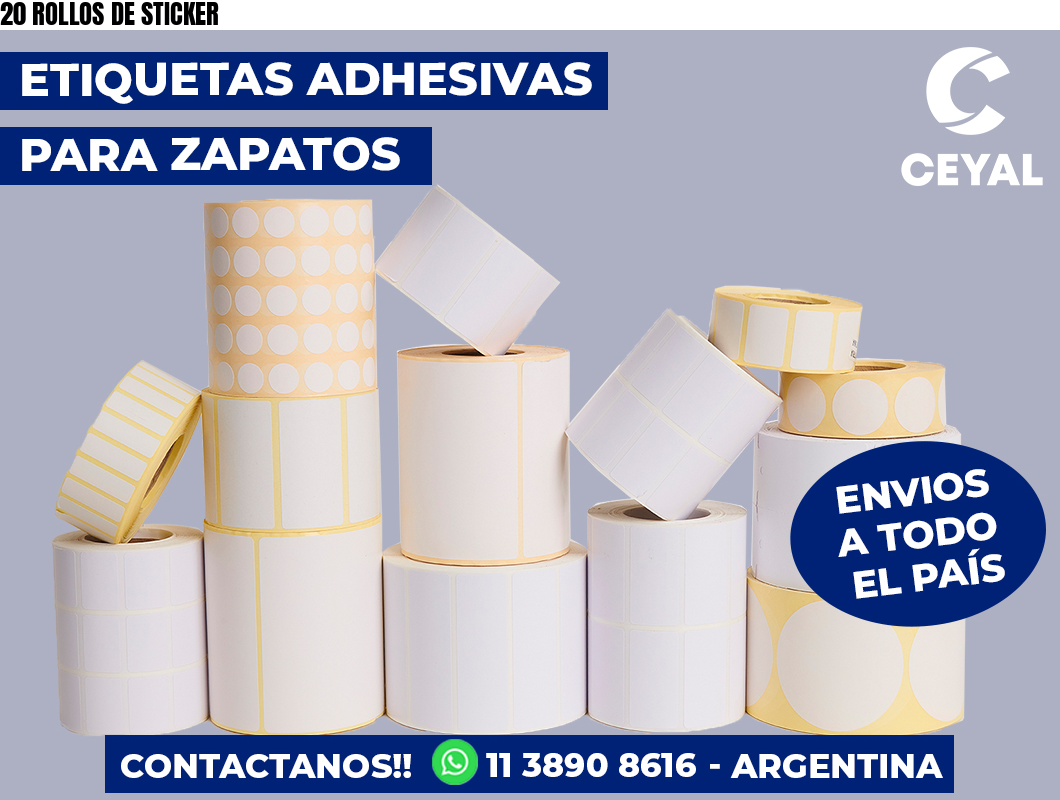 20 ROLLOS DE STICKER