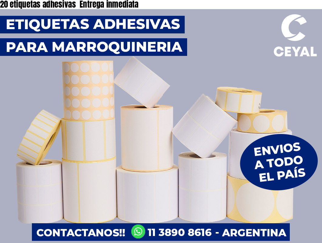 20 etiquetas adhesivas Entrega inmediata