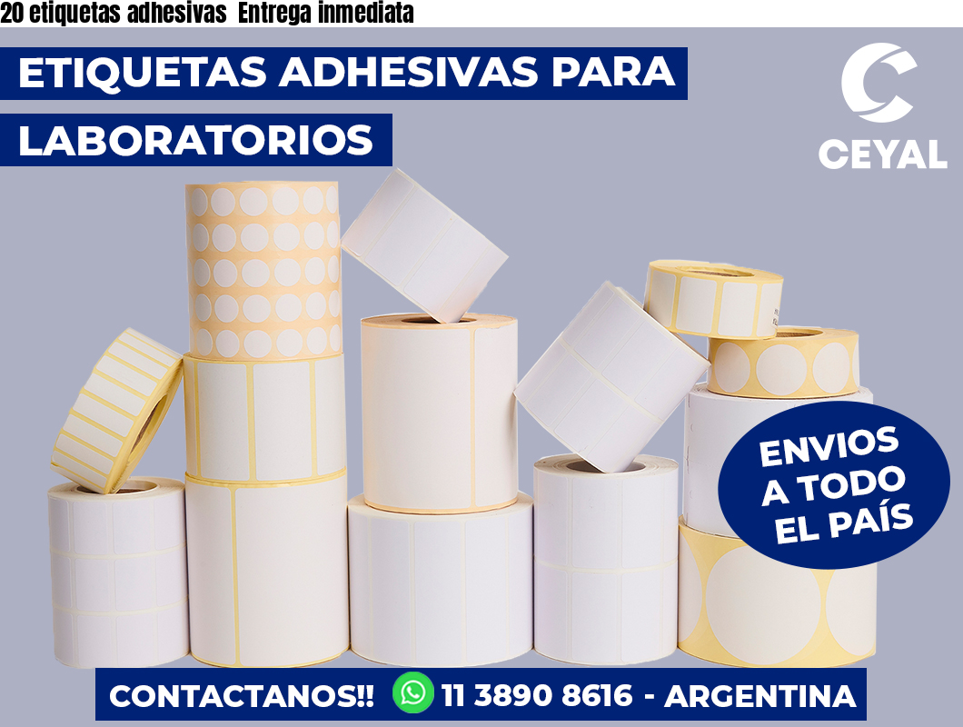 20 etiquetas adhesivas Entrega inmediata