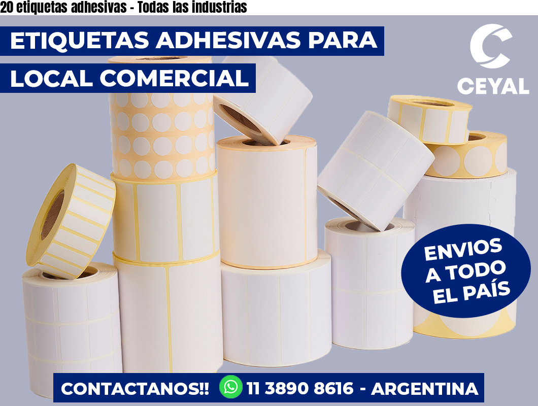 20 etiquetas adhesivas - Todas las industrias