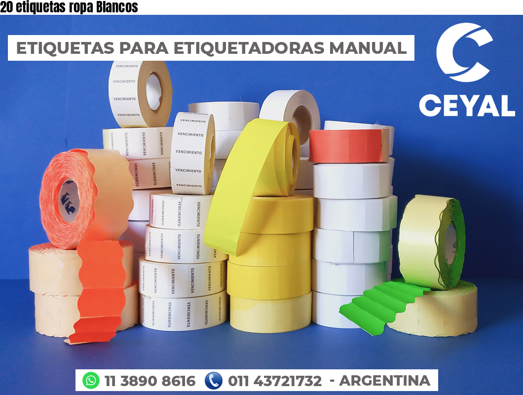 20 etiquetas ropa Blancos