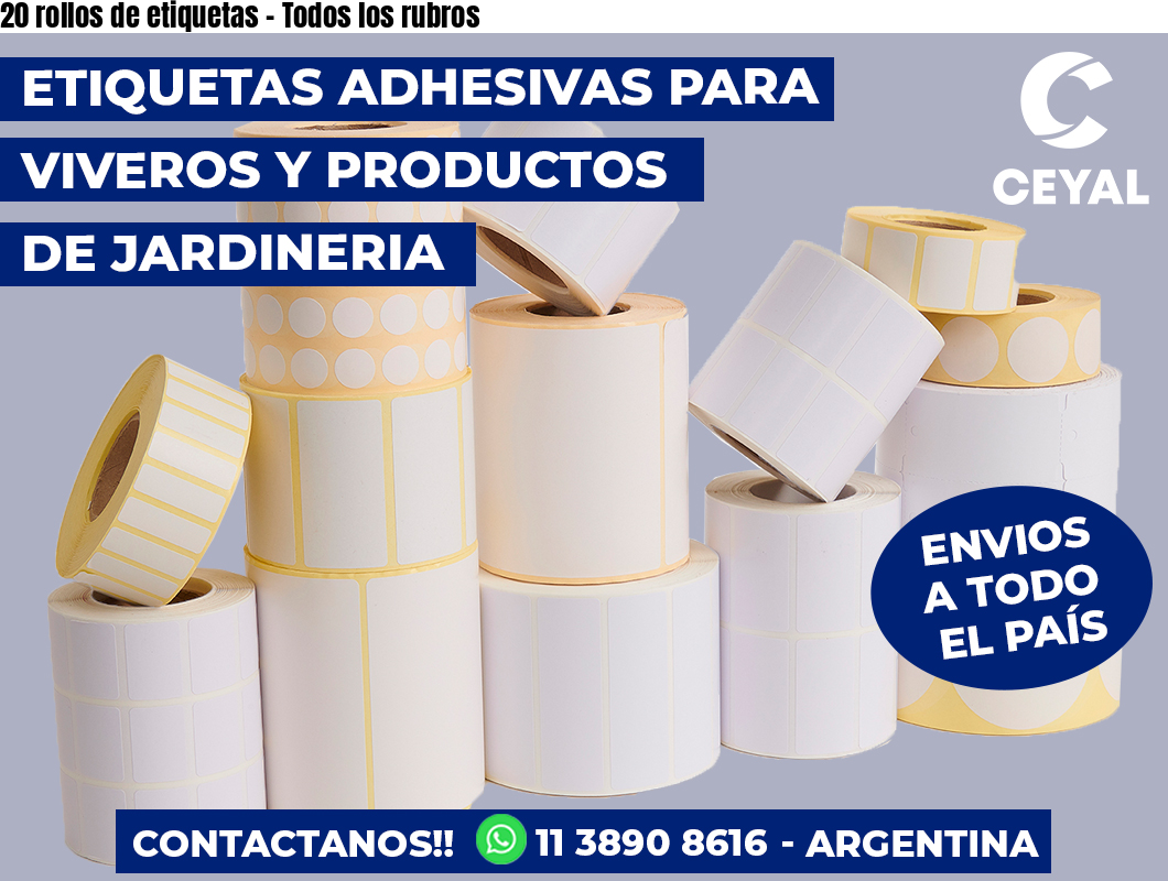 20 rollos de etiquetas - Todos los rubros