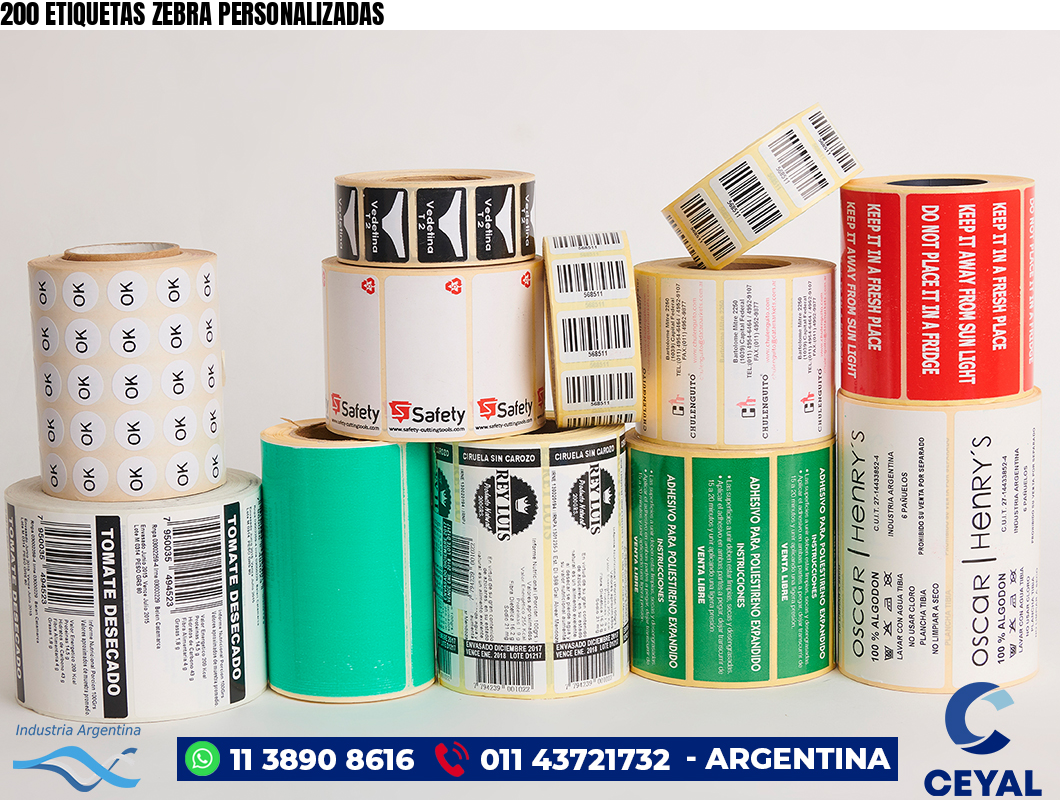 200 ETIQUETAS ZEBRA PERSONALIZADAS