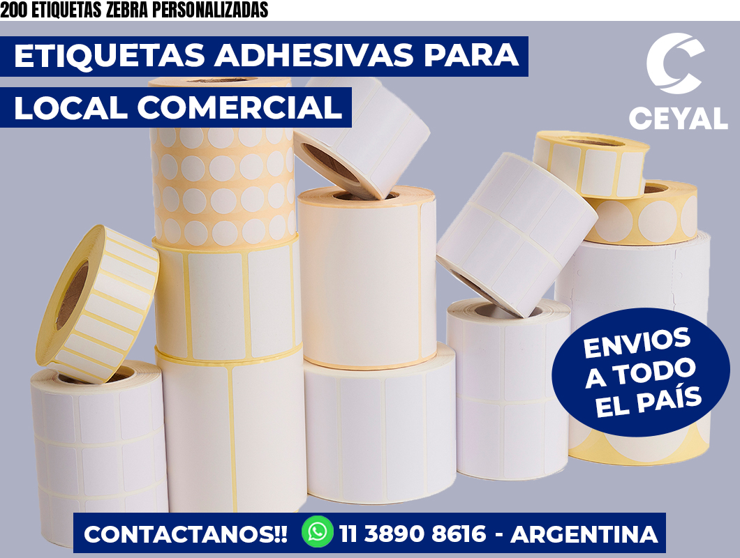 200 ETIQUETAS ZEBRA PERSONALIZADAS