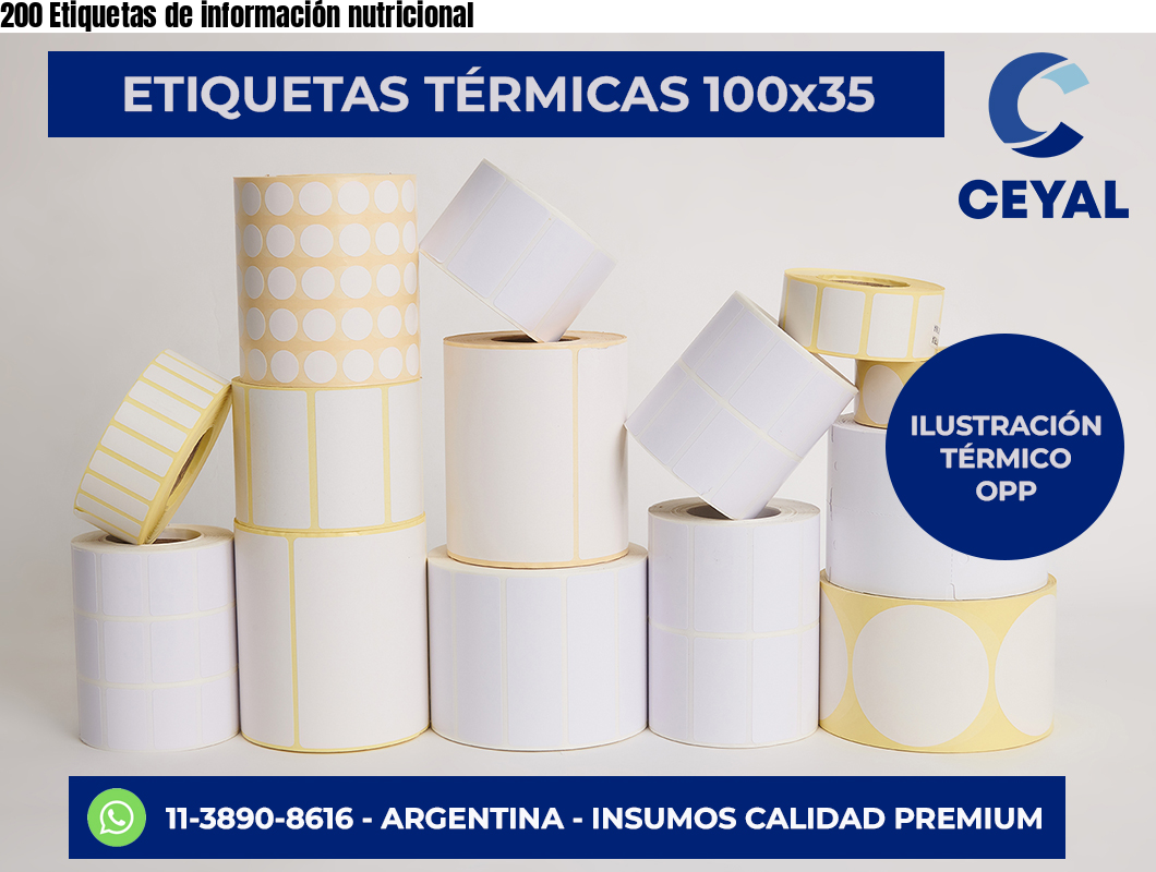 200 Etiquetas de información nutricional