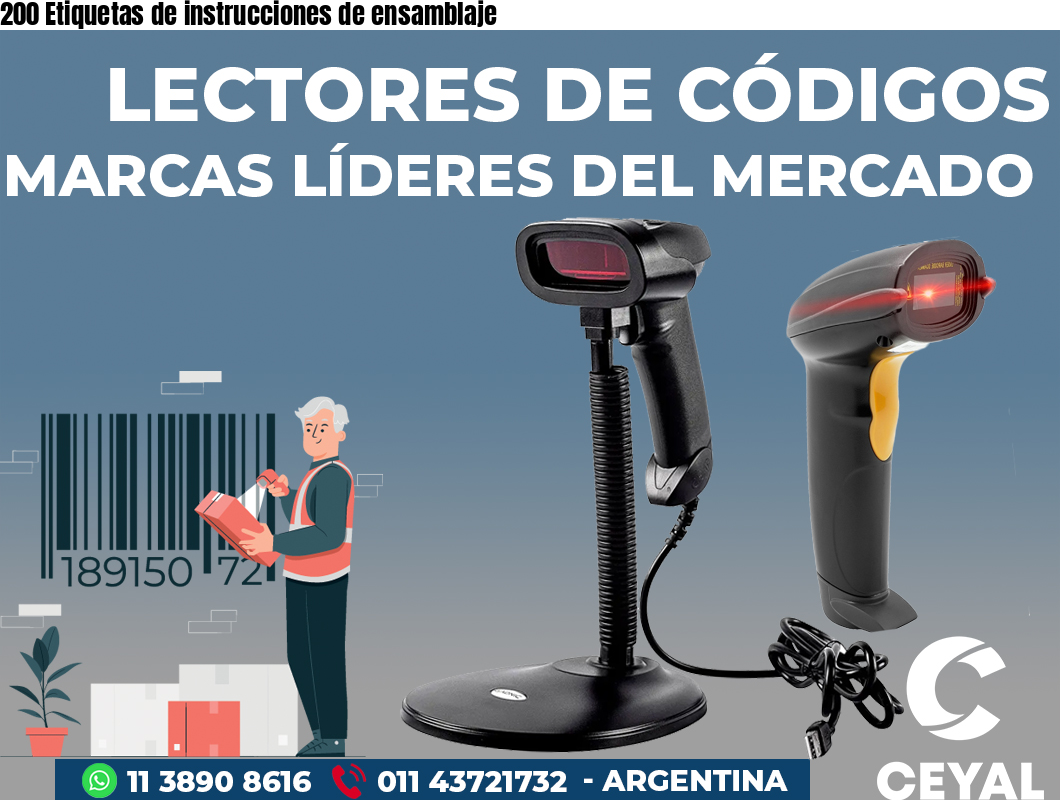 200 Etiquetas de instrucciones de ensamblaje
