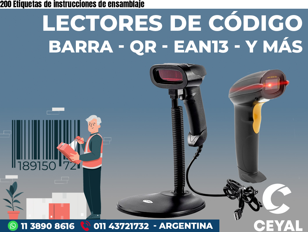 200 Etiquetas de instrucciones de ensamblaje