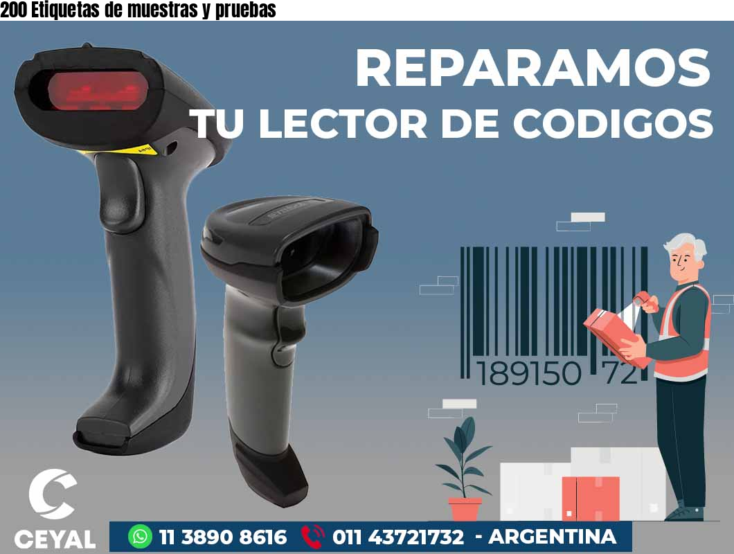 200 Etiquetas de muestras y pruebas