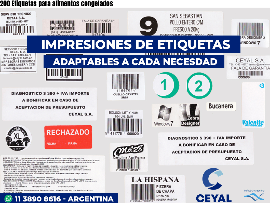 200 Etiquetas para alimentos congelados